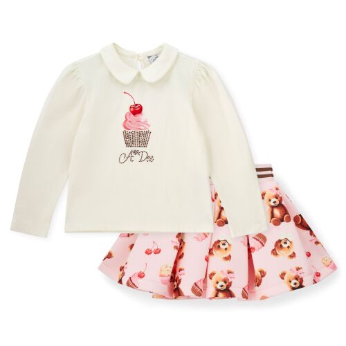 PRE ORDER Girls ADee Mabel Top and Skirt Set W252513 Snow White