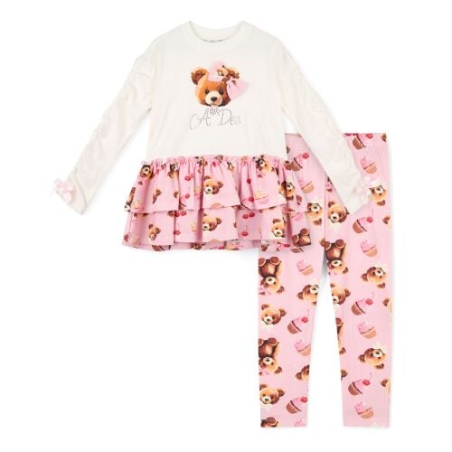 PRE ORDER Girls ADee Madison Leggings Set W252510 Snow White