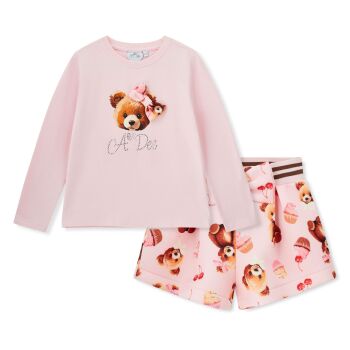 PRE ORDER Girls ADee Teddy Bear Bakery Maya Top and Shorts Set W252515 Pink Fairy