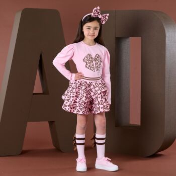 PRE ORDER Girls ADee Initial Icon Milan Top and Skirt Set W252518 Pink Fairy