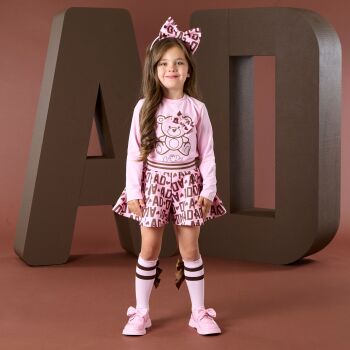 PRE ORDER Girls ADee Initial Icon Millie Top and Shorts Set W252517 Pink Fairy