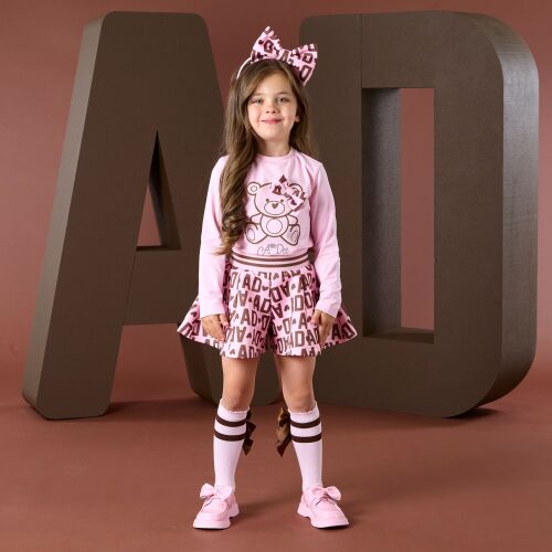 PRE ORDER Girls ADee Initial Icon Millie Top and Shorts Set W252517 Pink Fa