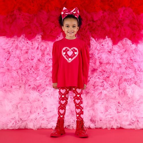 PRE ORDER Girls ADee Love Story Lola Leggings Set W251502 Vibrant Red