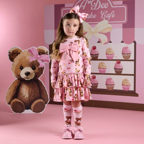 PRE ORDER Girls ADee Teddy Bear Bakery Liberty Dress W252710 Pink Fairy