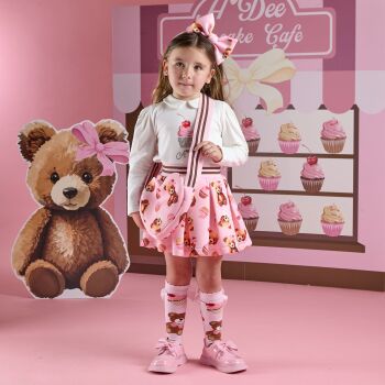PRE ORDER Girls ADee Teddy Bear Bakery Mabel Top and Skirt Set W252513 Snow White