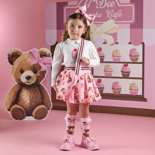 PRE ORDER Girls ADee Teddy Bear Bakery Mabel Top and Skirt Set W252513 Snow