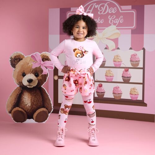 PRE ORDER Girls ADee Teddy Bear Bakery Maya Top and Shorts Set W252515 Pink