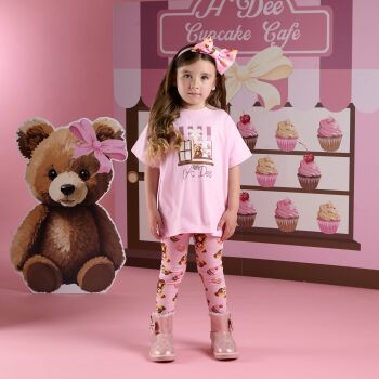 PRE ORDER Girls ADee Teddy Bear Bakery Missy Leggings Set W252509 Rose Pink