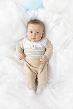 Boys Blues Baby Knitted Romper BB2094