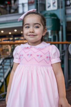 PRE ORDER Girls Naxos Hand Smocked Dress 7623 - Pink