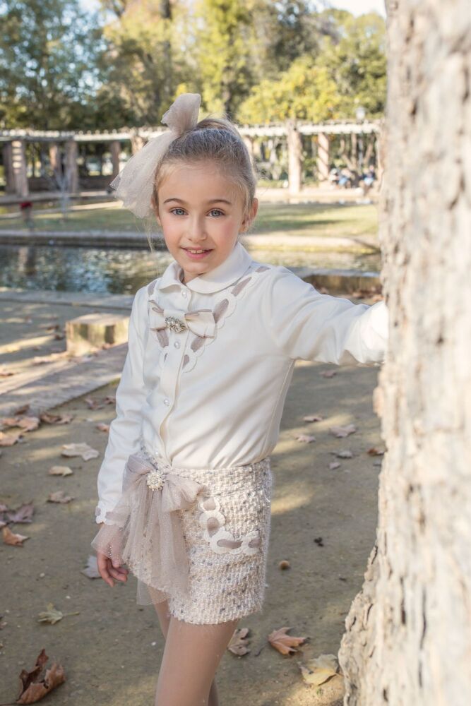 PRE ORDER Girls Naxos Beige Top and Shorts Set 7661 7652