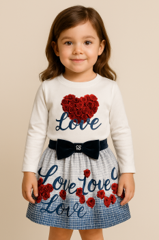 Girls Giorgio Bambini Love Top and Skirt Set YG16 - Navy