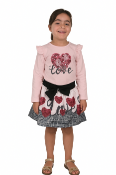 Girls Giorgio Bambini Love Top and Skirt Set YG16 - Pink