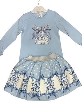 Girls Giorgio Bambini Carousel Top and Skirt Set YG12 - Blue