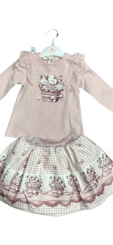 Girls Giorgio Bambini Floral Top and Skirt Set YG10 - Pink