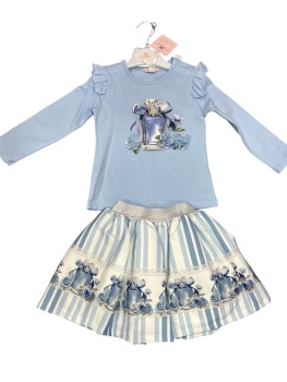 Girls Giorgio Bambini Perfume Top and Skirt Set YG11 - Blue
