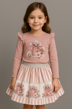 Girls Giorgio Bambini Perfume Top and Skirt Set YG11 - Pink