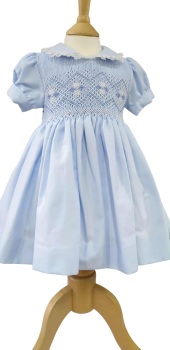 Girls Naxos Hand Smocked Dress 7623 - Blue