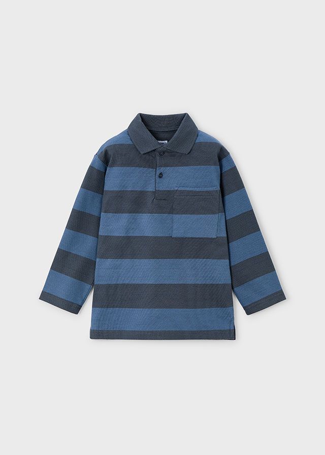 AW25 Boys Mayoral Long Sleeve Polo Top 4119 Steel 16