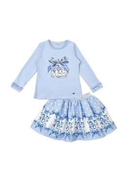 Girls Giorgio Bambini Carousel Top and Skirt Set YG12 - Blue
