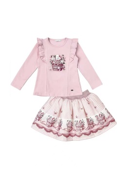 Girls Giorgio Bambini Floral Top and Skirt Set YG10 - Pink
