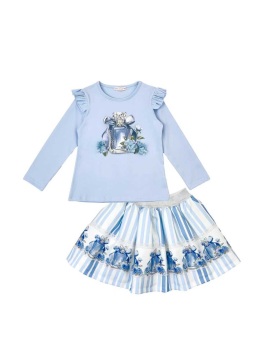Girls Giorgio Bambini Perfume Top and Skirt Set YG11 - Blue