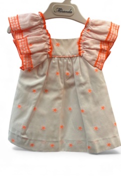 SS25 Girls Miranda Bright Orange and White Dress 142