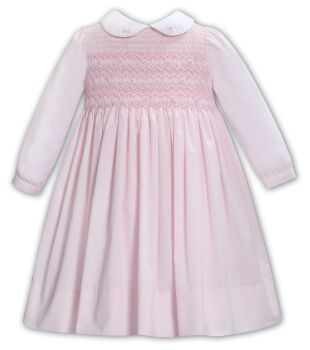 Girls Sarah Louise Dress 013702 Pink and White
