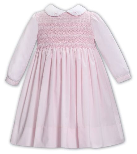 Girls Sarah Louise Dress 013702 Pink and White
