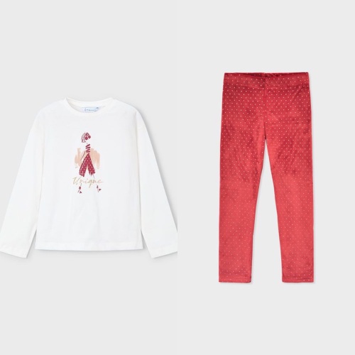 AW25 Girls Mayoral Top and Leggings Set 4715 4010 Cherry Cream (96, 73)