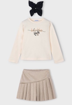 AW25 Girls Mayoral Top and Skort Set 4909 4008 Beige