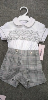 Boys Naxos Hand Smocked Set 7610 - Grey