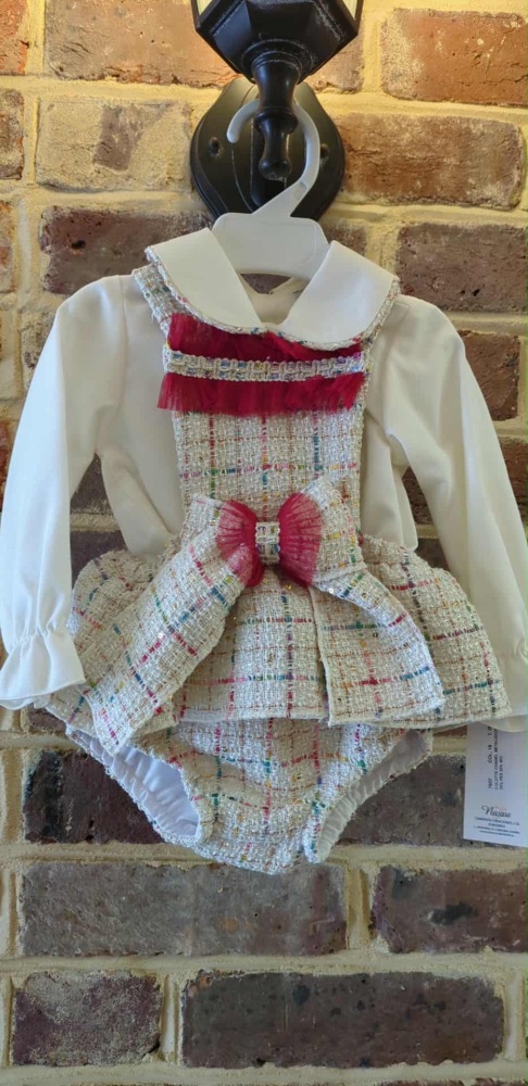 Girls Naxos Cream and Red Set 7607