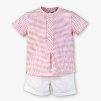 *PRE ORDER SS26 Boys Miranda Pink and White Set 503