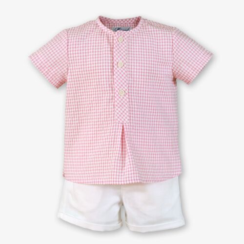 *PRE ORDER SS26 Boys Miranda Pink and White Set 503