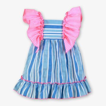 *PRE ORDER SS26 Girls Miranda Blue, Teal and Pink Dress 518