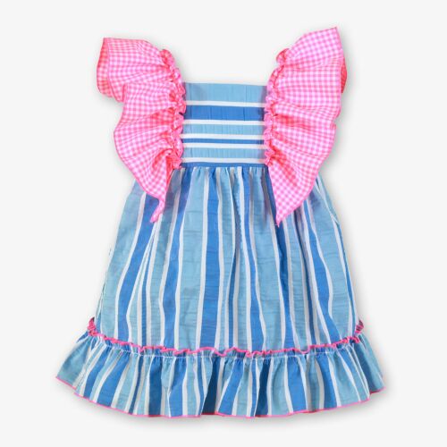*PRE ORDER SS26 Girls Miranda Blue, Teal and Pink Dress 518