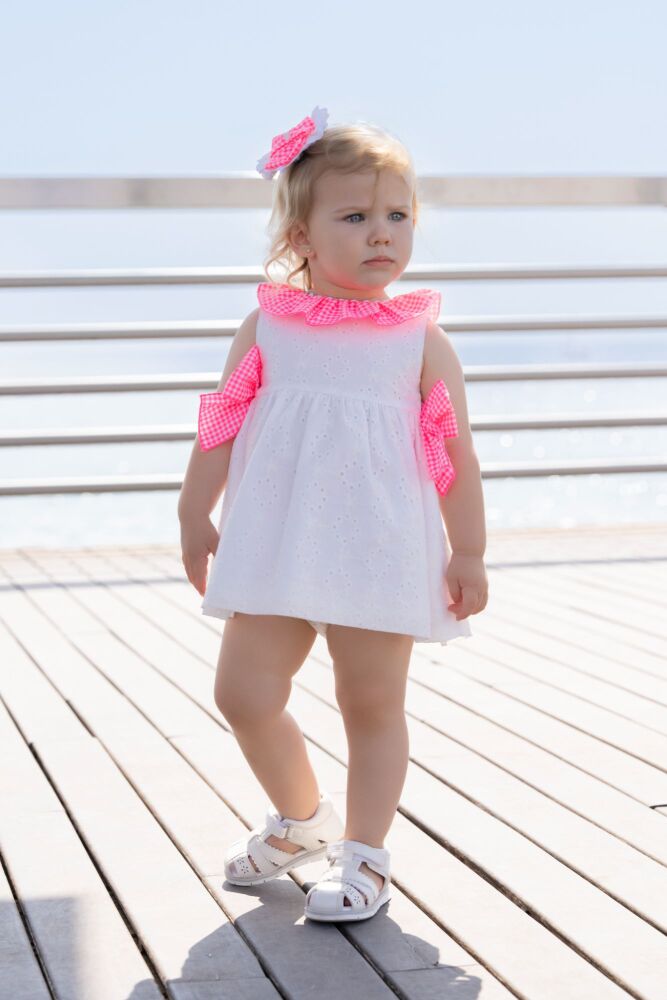*PRE ORDER SS26 Girls Miranda Pink and White Dress 504