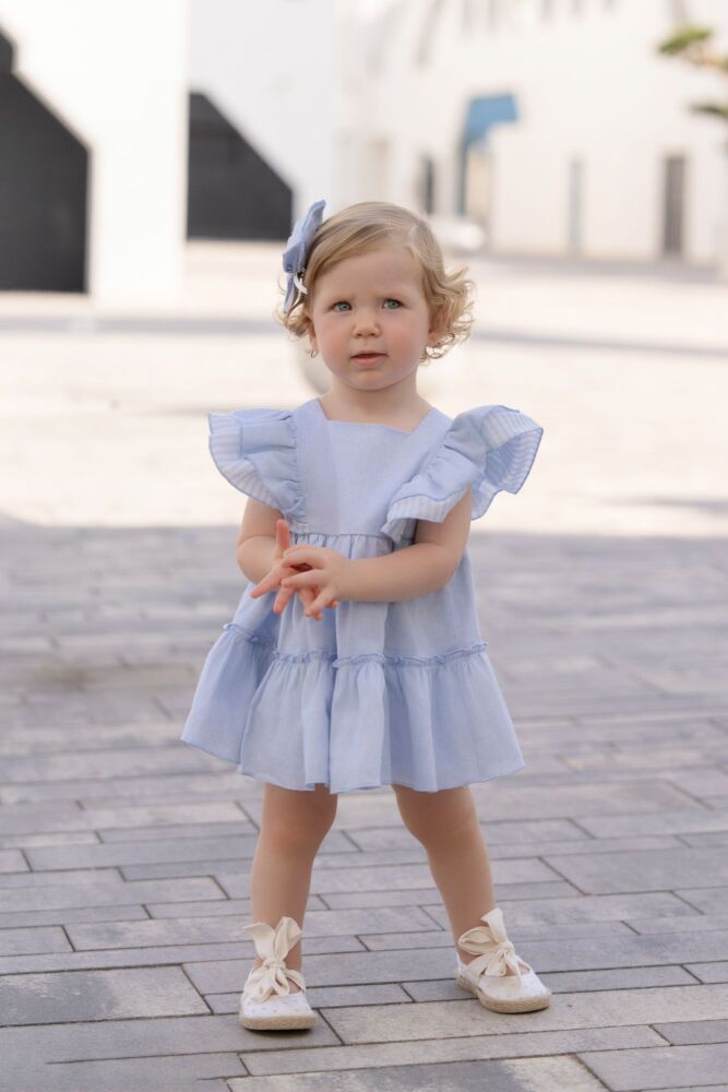 *PRE ORDER SS26 Girls Miranda Blue and White Dress 508