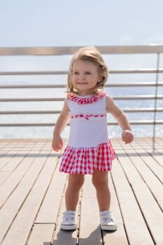 *PRE ORDER SS26 Girls Miranda Red and White Dress 517