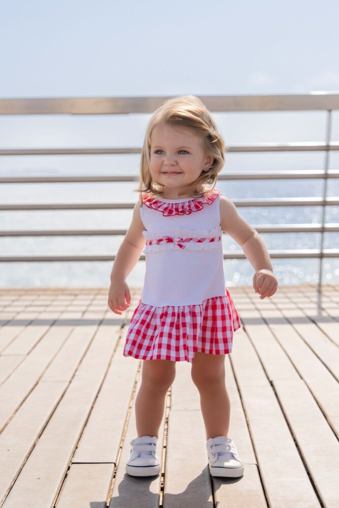 *PRE ORDER SS26 Girls Miranda Red and White Dress 517