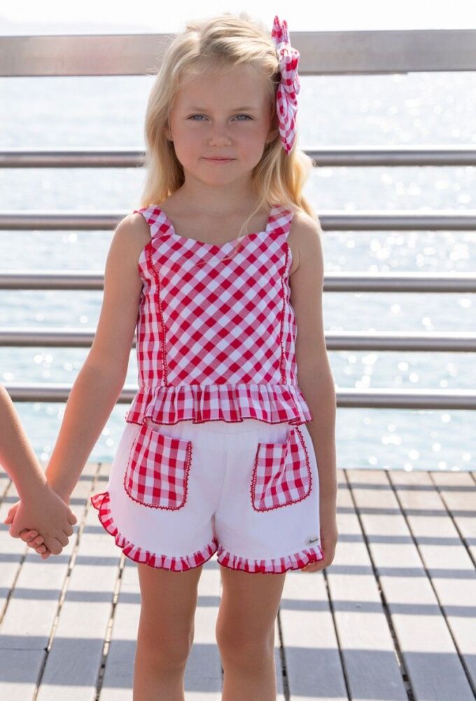 *PRE ORDER SS26 Girls Miranda Red and White Set 616