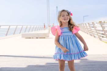 *PRE ORDER SS26 Girls Miranda Blue, Teal and Pink Dress 617