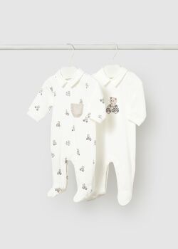 *PRE ORDER SS26 Boys Mayoral Babygrows 1716 Natural 92 - 2 Piece Set