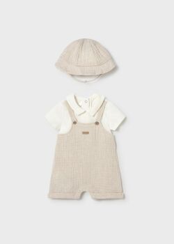 *PRE ORDER SS26 Boys Mayoral Romper and Hat 1651 Wheat 23