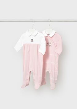*PRE ORDER SS26 Girls Mayoral Babygrows 1703 Baby Rose 55 - 2 Pack