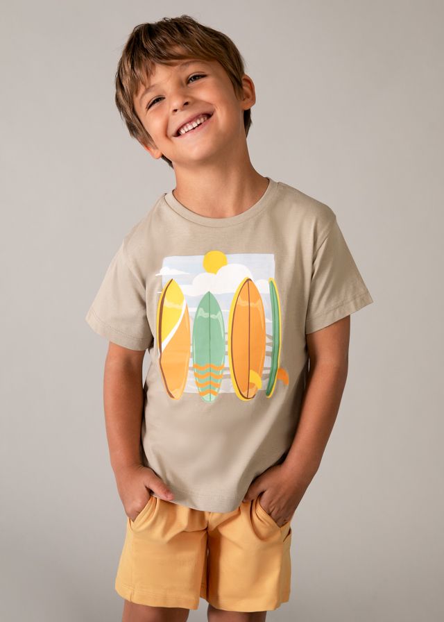 *PRE ORDER SS26 Boys Mayoral T Shirt and Shorts Set 3603 Peach (27)