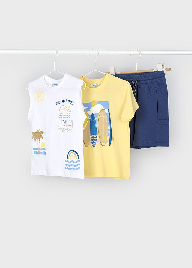*PRE ORDER SS26 Boys Mayoral T Shirt and Shorts Set 3603 Lemon (29) - 2 T S