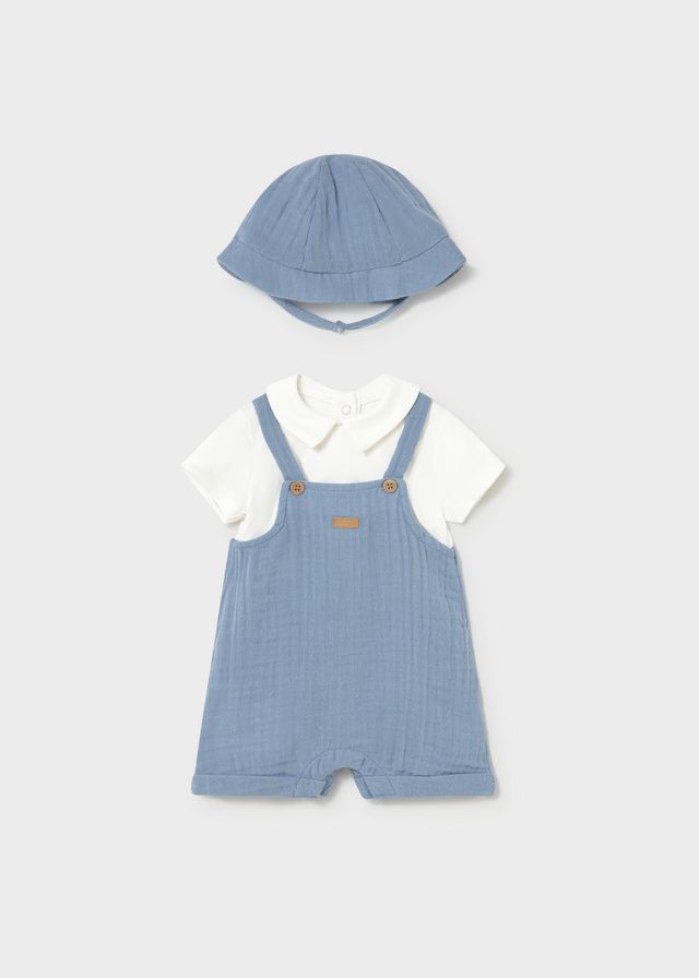 *PRE ORDER SS26 Boys Mayoral Romper and Hat 1651 Blue 24