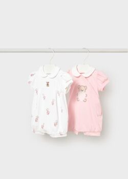 *PRE ORDER SS26 Girls Mayoral Romper 1704 Baby Rose 90 - 2 Pack